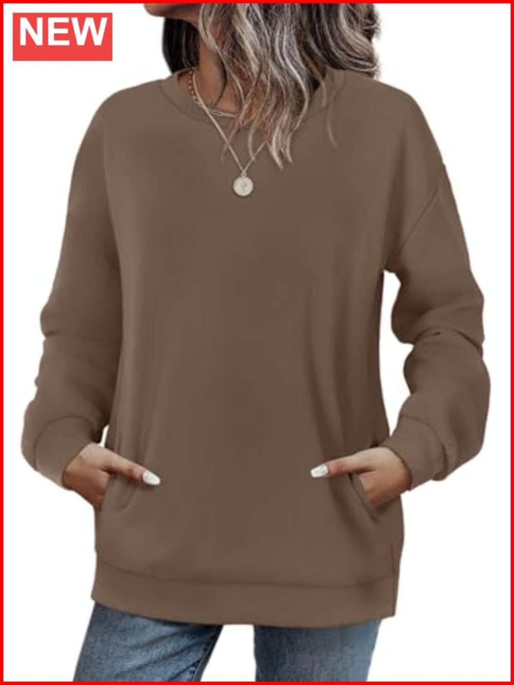 Women's Crewneck Sweatshirt w/ Pocket Polyester Spandex Fall Top